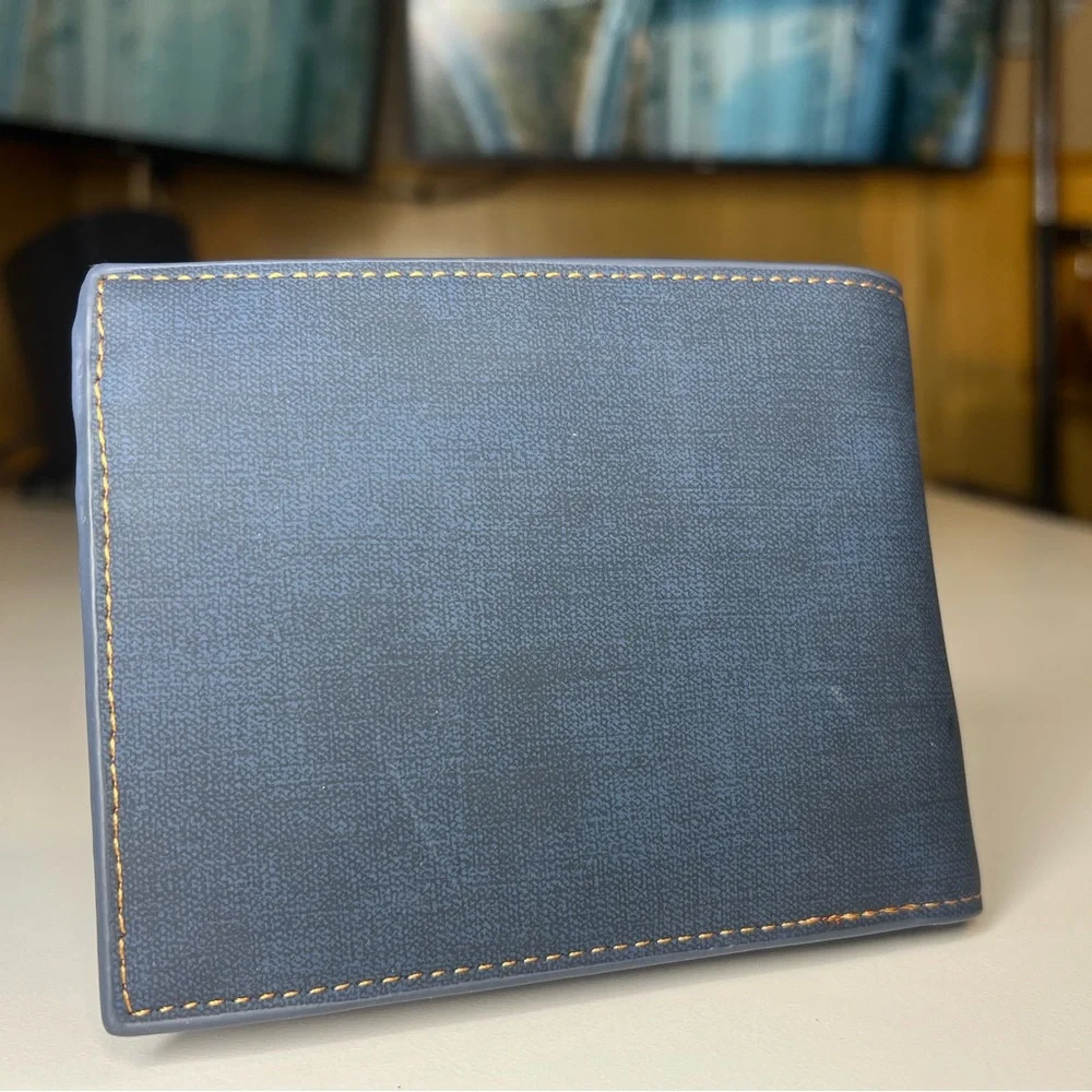 New Man's MENBENSE Classic Navy Blue Leather Wallet Credit Card/ID/Zipper Pocket